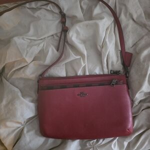 Coach Pebbled Leather Crossbody Bag in Wine